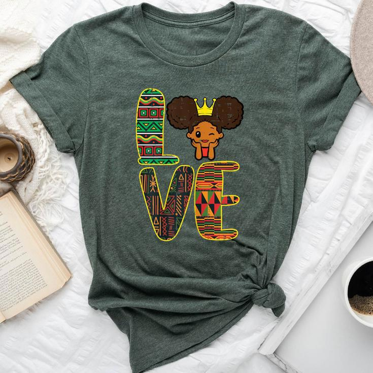Black History Love Afro Girl African Pride Kid Toddler Youth Bella Canvas T-shirt