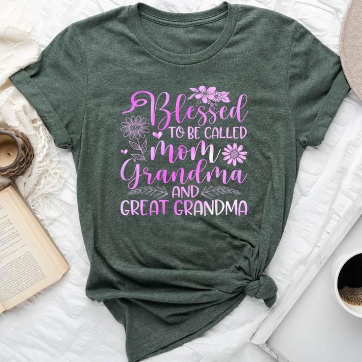 Blessed To Be Called Mom Grandma And Great Grandma Flower Bella Canvas T-shirt