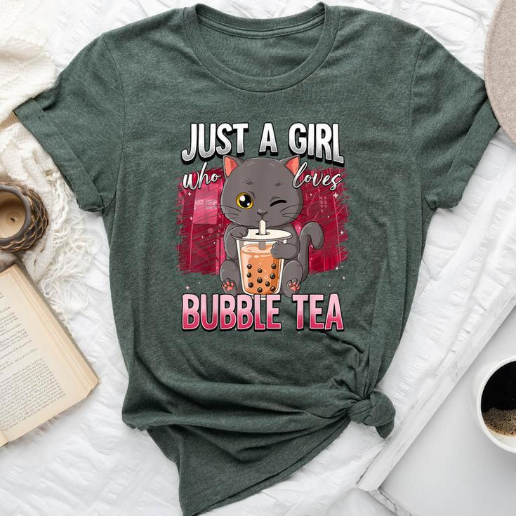 Boba Tea Cat Just A Girl Who Loves Bubble Tea Bella Canvas T-shirt