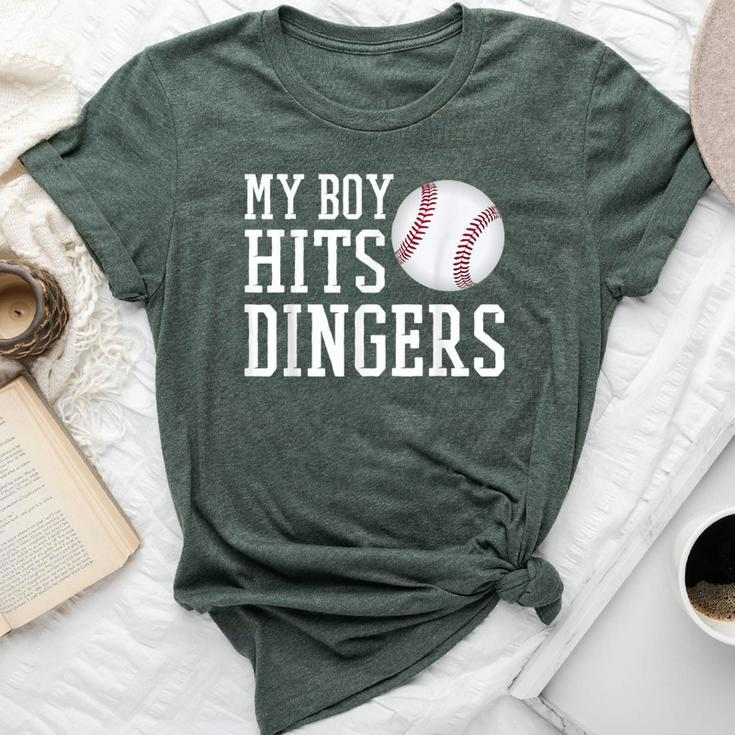 My Boy Hits Dingers Baseball Mom Dad I Hit Dingers Bella Canvas T-shirt
