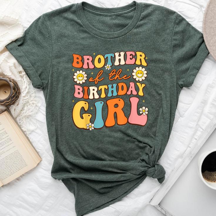 Brother Of The Birthday Girl Groovy Big Bro Retro Theme Bday Bella Canvas T-shirt