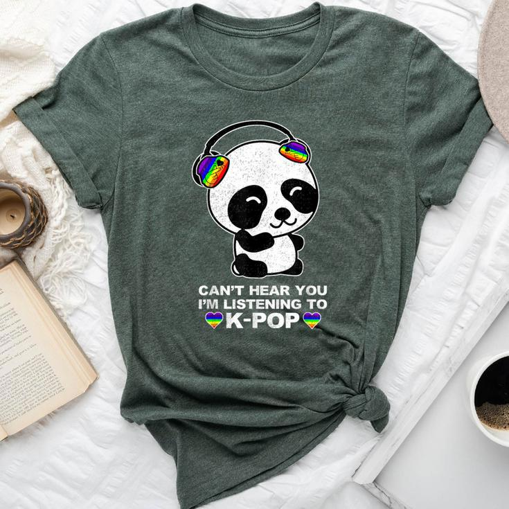 Can't Hear You I'm Listening To K-Pop Panda Gay Pride Ally Bella Canvas T-shirt