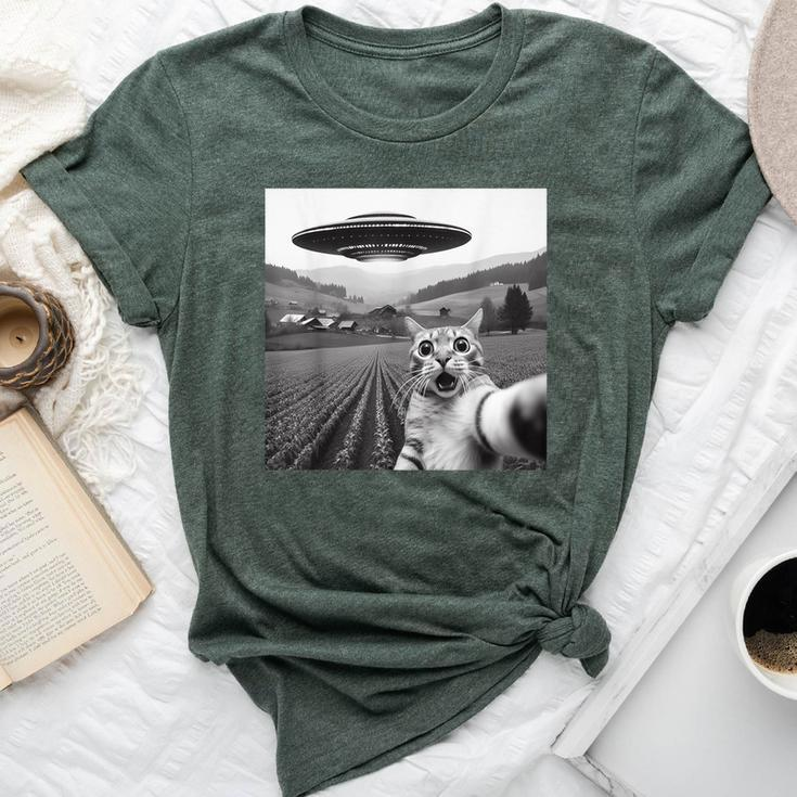 Cat Selfie With Alien Ufo Cat For Kid Bella Canvas T-shirt