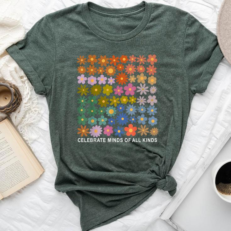 Celebrate Minds Of All Kinds Autism Awareness Flower Be Kind Bella Canvas T-shirt