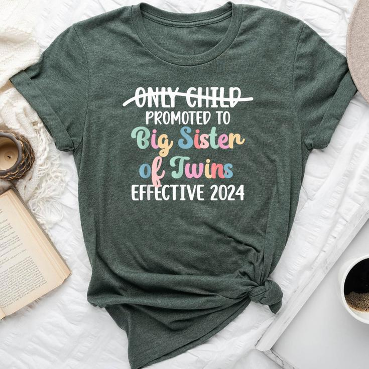 Only Child Promoted To Big Sister Of Twins Effective 2024 Bella Canvas T-shirt