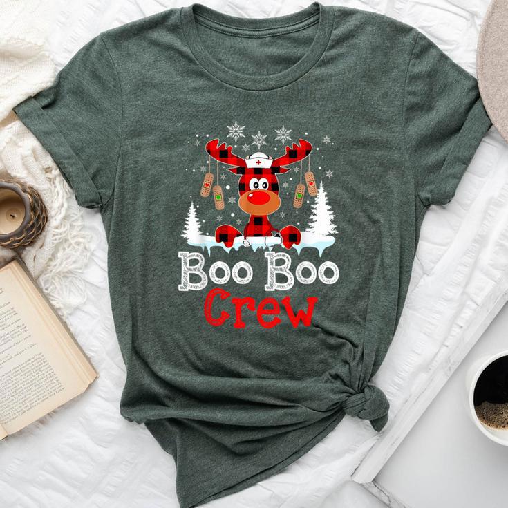 Christmas Boo Boo Crew Reindeer Nurse Buffalo Plaid Nurse Bella Canvas T-shirt