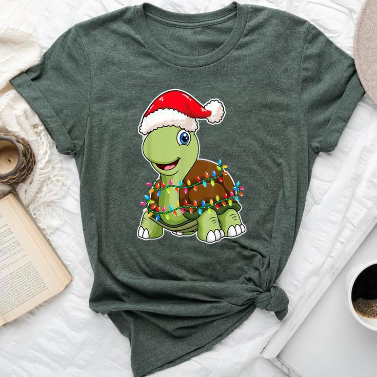Christmas Lights Turtle Wearing Xmas Hat Sea Turtle Lover Bella Canvas T-shirt