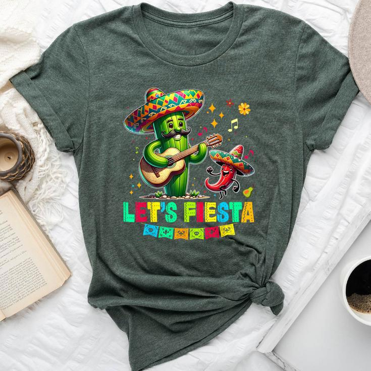 Cinco De Mayo Let's Fiesta Cactus Sombrero Hat Bella Canvas T-shirt
