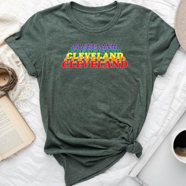 Cleveland City Gay Pride Rainbow Word Bella Canvas T-shirt