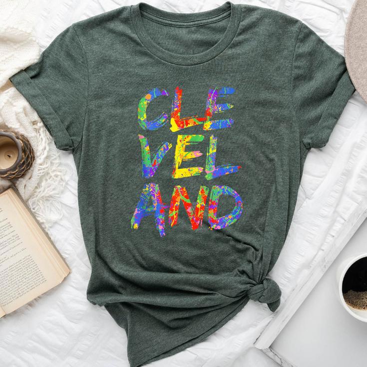 Cleveland Colorful Box City Pride Rainbow Cleveland Bella Canvas T-shirt