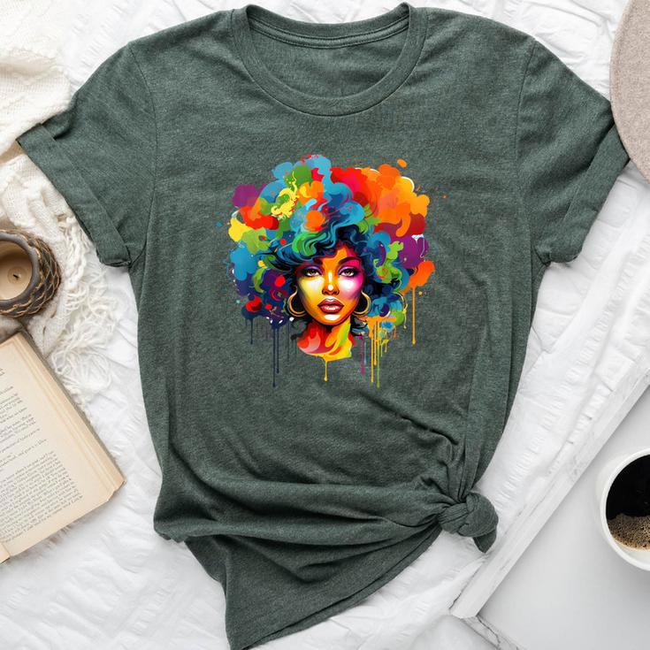 Colorful Afro Woman African American Melanin Blm Girl Bella Canvas T-shirt