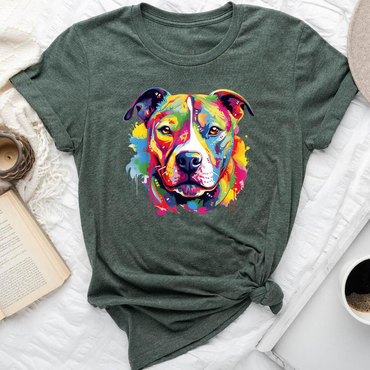 Colorful Pit-Bull Terrier Dog Love-R Dad Mom Boy Girl Bella Canvas T-shirt