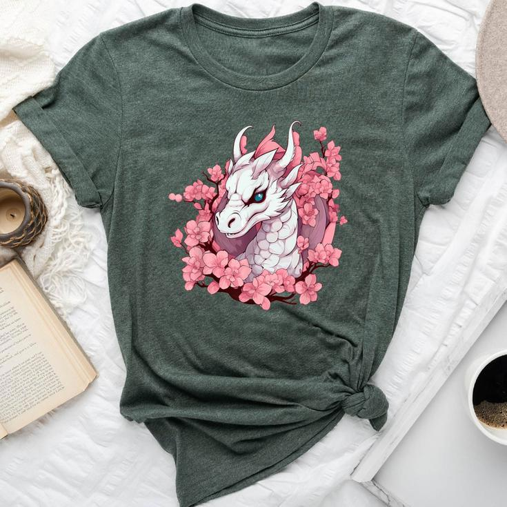 Cute Dragon With Cherry Blossoms I Girl Dragon Bella Canvas T-shirt
