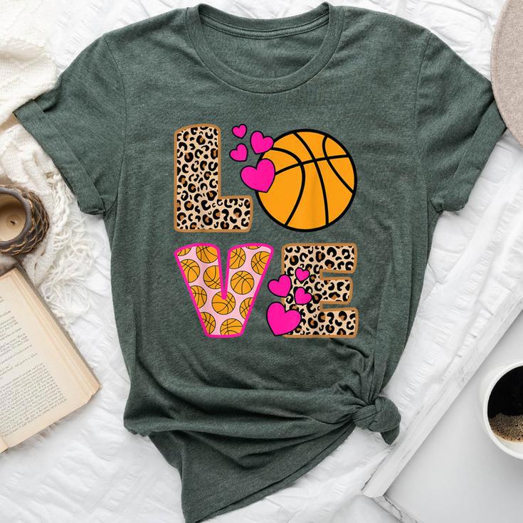 Cute Love Basketball Leopard Print Girls Basketball Bella Canvas T-shirt