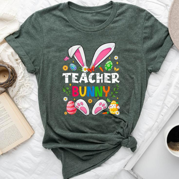 Cute Teacher Bunny Ears & Paws Easter Eggs Easter Day Girl Bella Canvas T-shirt