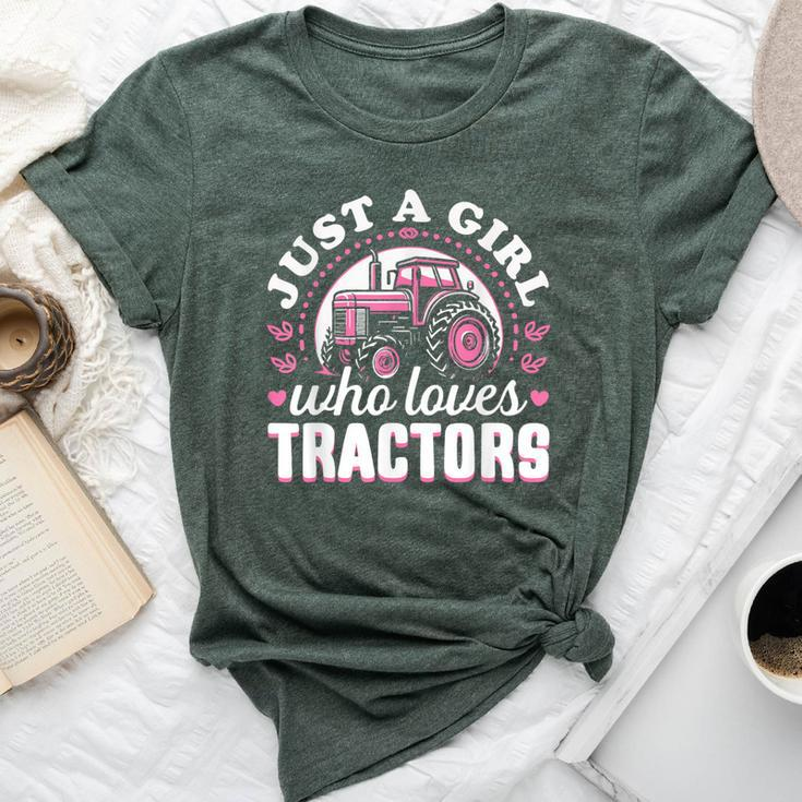 Cute Tractor Pink Just A Girl Who Loves Tractors Bella Canvas T-shirt