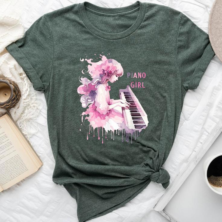 Cute Watercolor Piano Girl Pianist Keyboard Musician Music Bella Canvas T-shirt