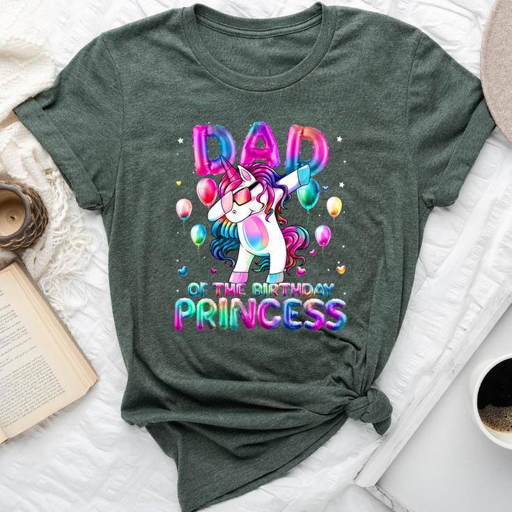 Dad Of The Birthday Princess Girl Dabbing Unicorn Daddy Bella Canvas T-shirt