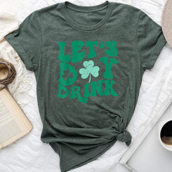 Lets Day Drink Groovy Vintage St Patrick's Day Women's Lucky Bella Canvas T-shirt