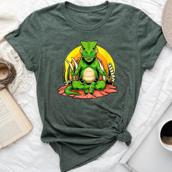 Dino Yoga Dinosaur Yogi Meditating T-Rex Yogasaurus Zen Bella Canvas T-shirt