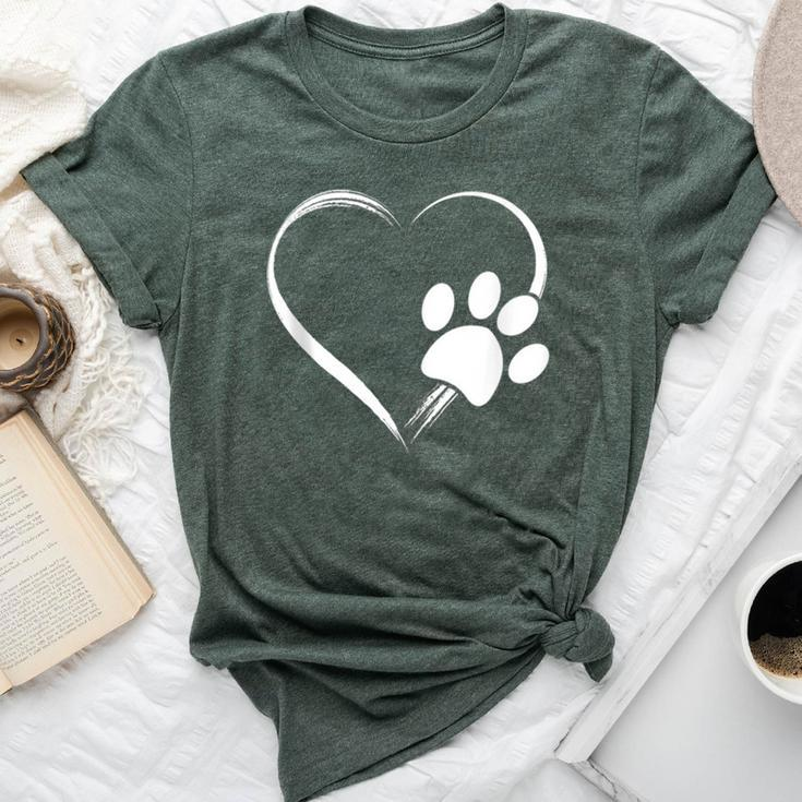 Dog Paw Print Heart For Mom For Dad Bella Canvas T-shirt