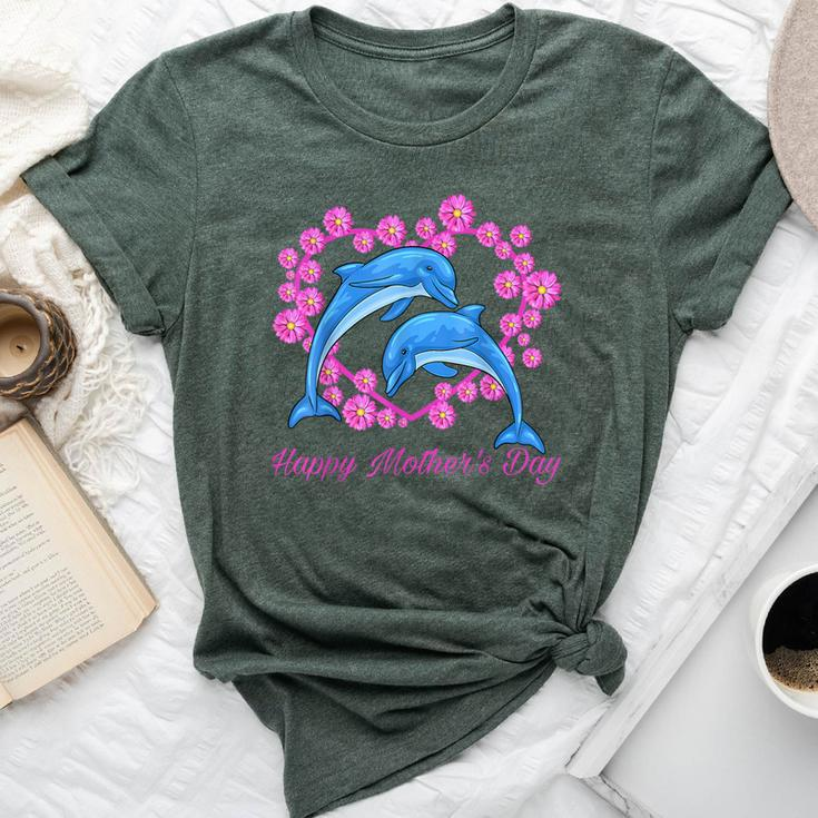 Dolphins Heart Flower Happy Mother's Day 2023 For Mom Bella Canvas T-shirt