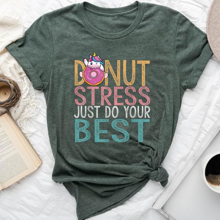 Donut Stress Just Do Your Best Testing Day Teacher Unicorn Bella Canvas T-shirt