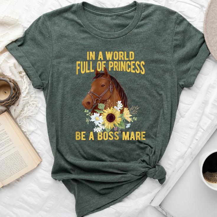 Dy Floral Be A Boss Mare Equestrian Horse Girl Sayings Bella Canvas T-shirt