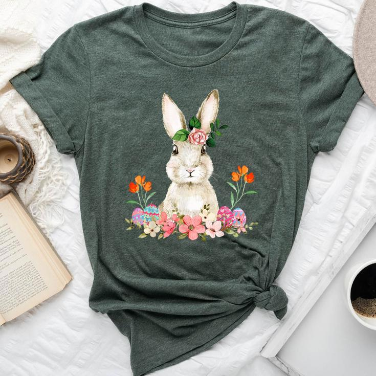 Easter Bunny Flower Headband Rabbit Easter Happy Easter Bella Canvas T-shirt
