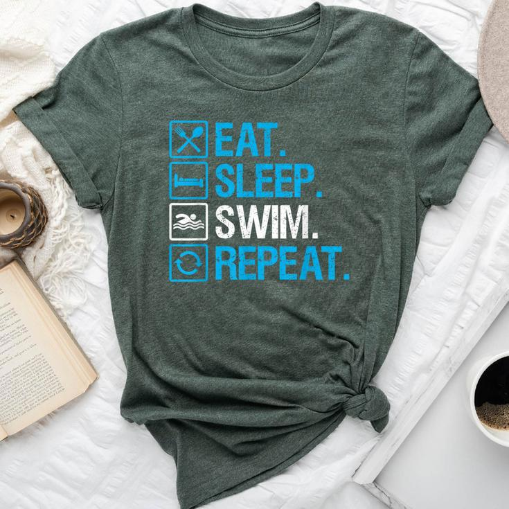 Eat Sleep Swim Repeat Swimming Swimmer For Men Bella Canvas T-shirt
