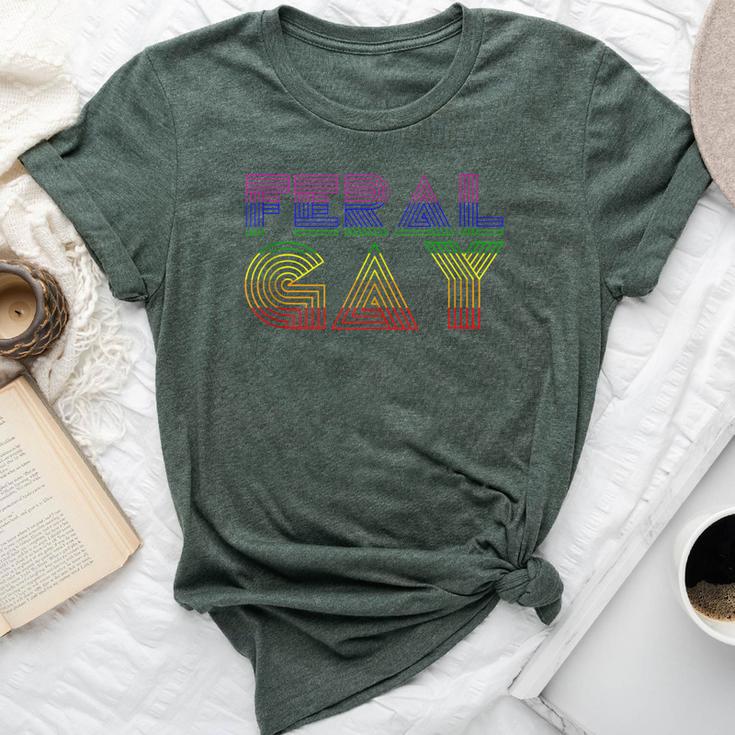 Feral Gay Lgbt Gay Bi Pan Trans Pride Meme Rainbow Flag Bella Canvas T-shirt