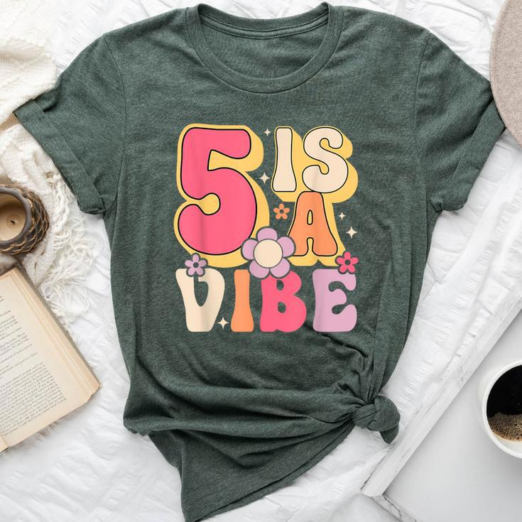 Five Is A Vibe Birthday 5 Years Old Groovy Retro Bella Canvas T-shirt