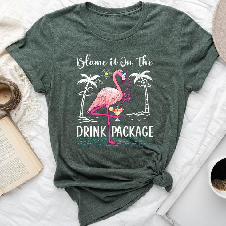 Flamingo Cruise Blame It On The Drink Package Drinking Booze Bella Canvas T-shirt