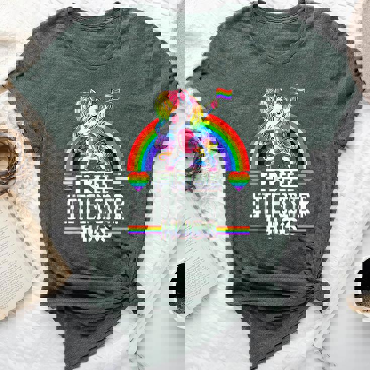 Free Little Sister Hugs Unicorn Lgbt Pride Rainbow Bella Canvas T-shirt
