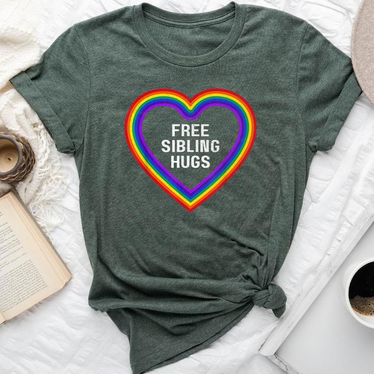 Free Sibling Hugs Heart Lgbt Gay Pride Month Brother Sister Bella Canvas T-shirt