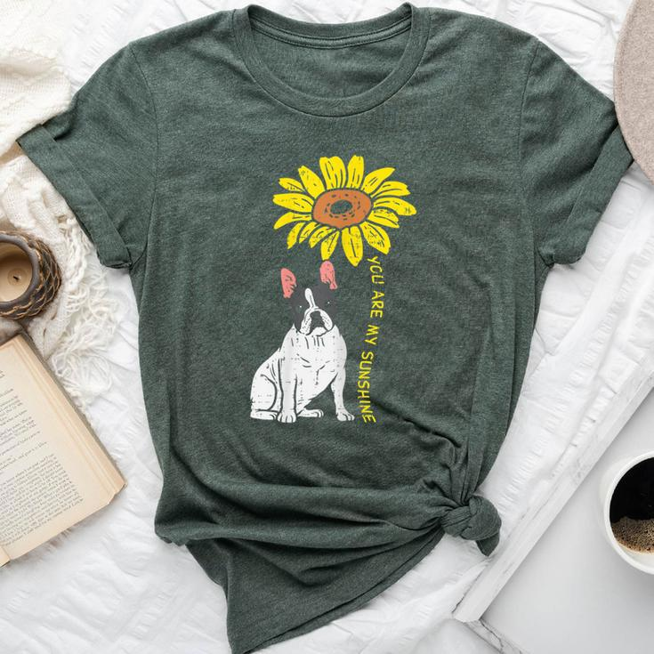French Bulldog Sunflower Sunshine Frenchie Dog Women Bella Canvas T-shirt