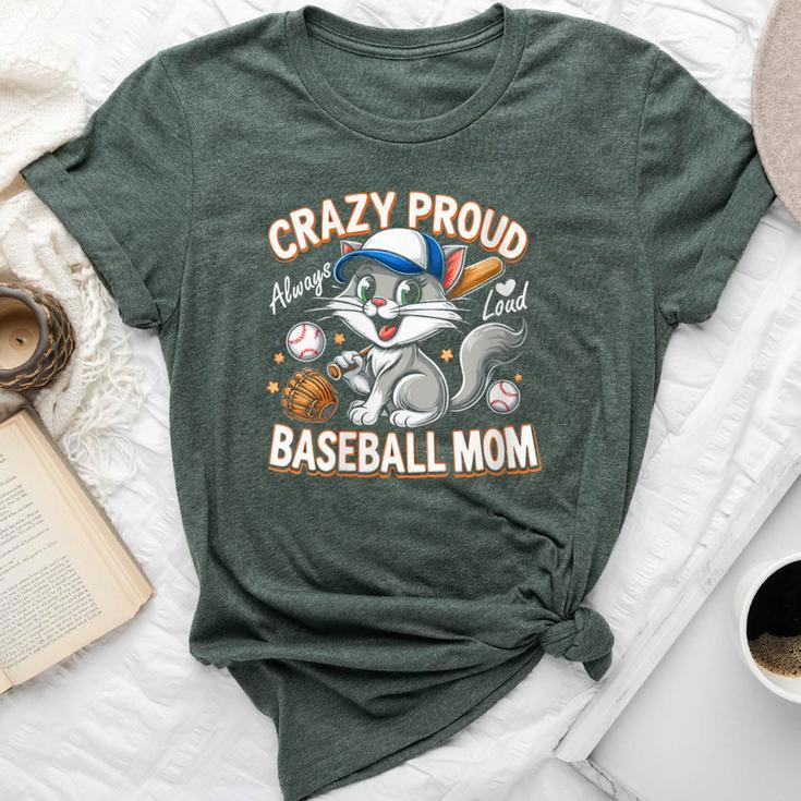 Baseball Cat Mom Crazy Proud Always Loud Baseball Mom Bella Canvas T-shirt