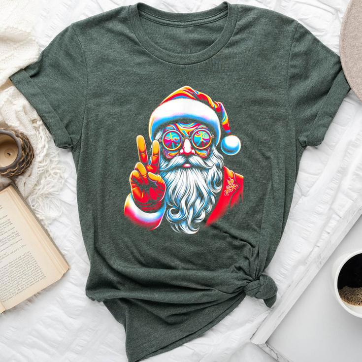 Hippie Santa Claus Peace Groovy Retro 70S Christmas Bella Canvas T-shirt