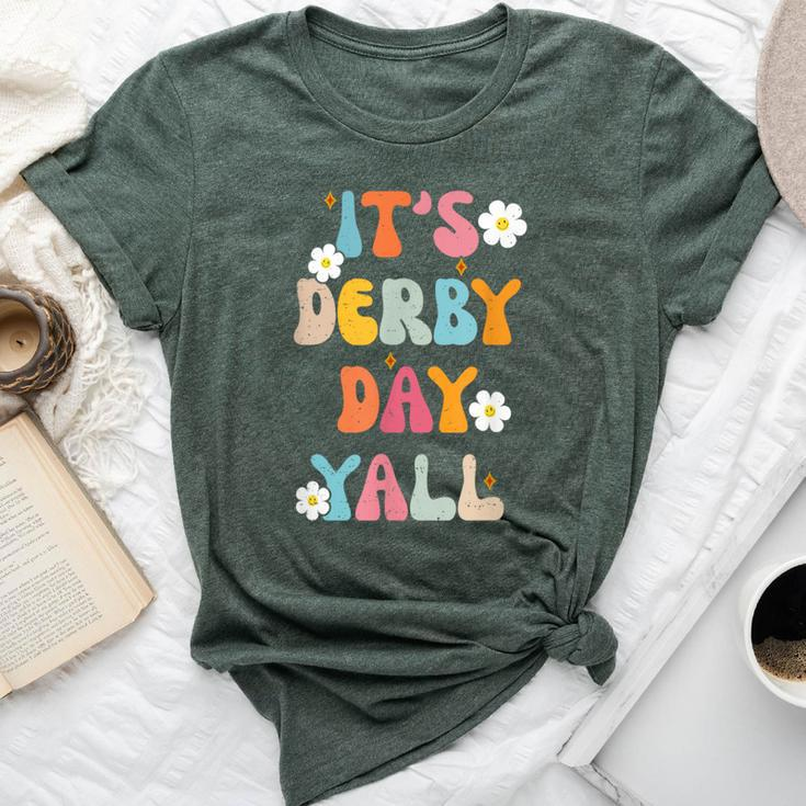 Horse Racing Groovy It's Derby Day Yall Ky Derby Horse Bella Canvas T-shirt