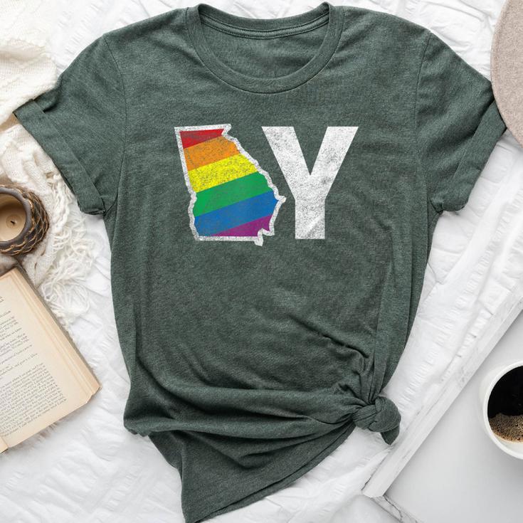 Lgbt Georgia Gay Distressed Rainbow Flag Present Bella Canvas T-shirt