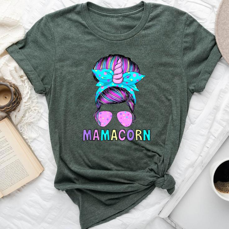 Mamacorn Unicorn Messy Bun Mom Mother's Day Girl Women Bella Canvas T-shirt