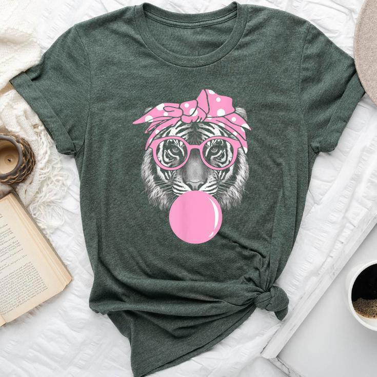 Pink Tiger For Girl Glasses & Pink Bubble Gum Bella Canvas T-shirt
