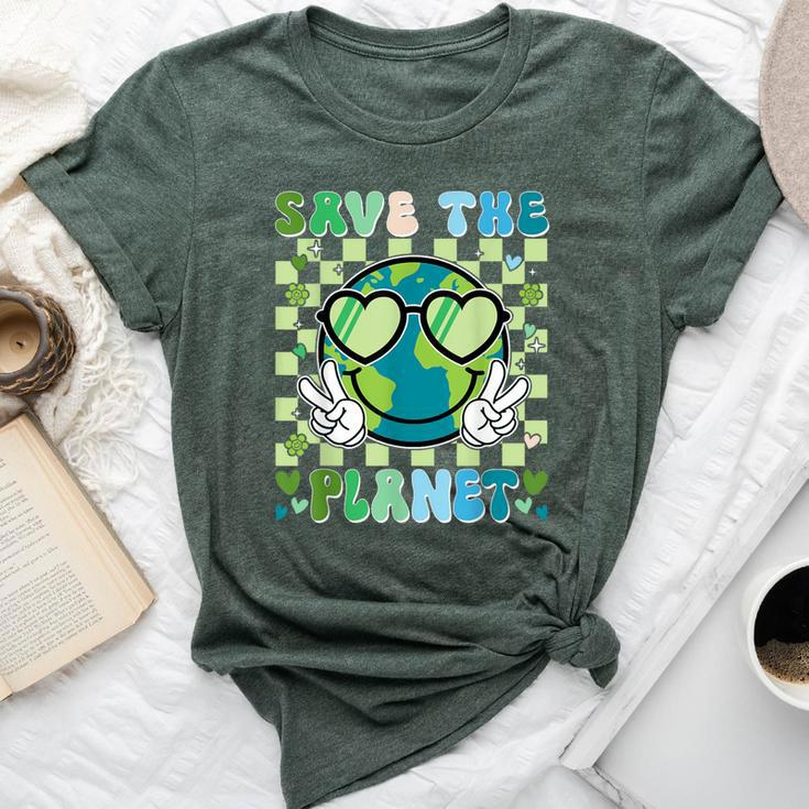 Save The Planet Smile Face Boy Girl Teacher Earth Day Bella Canvas T-shirt