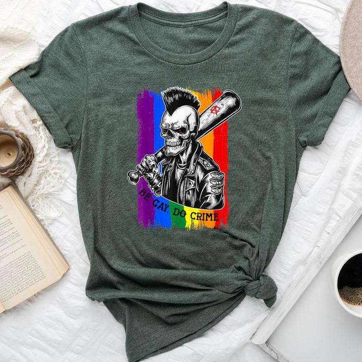 Be Gay Do Crime Skull Queer Punk Queercore Rainbow Flag Meme Bella Canvas T-shirt