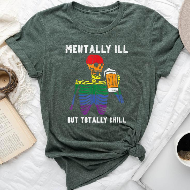 Gay Pride Skeleton Mentally Ill Rainbow Flag Lgbtq Dad Men Bella Canvas T-shirt