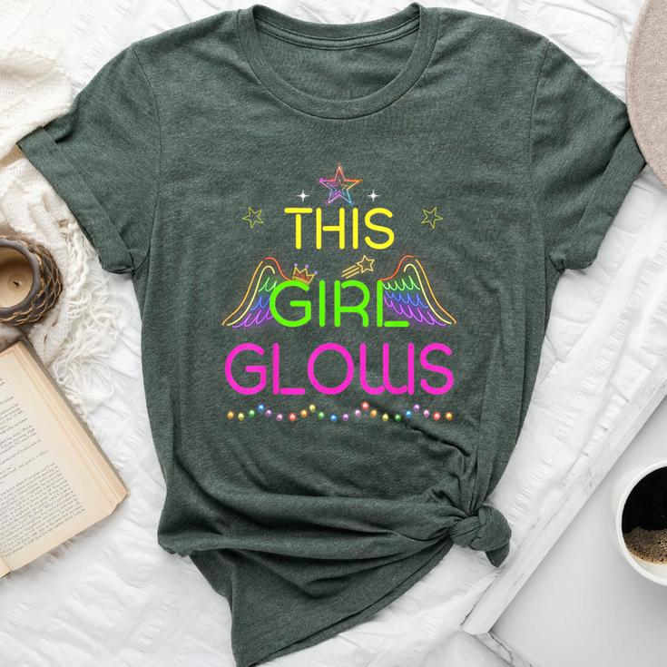 This Girl Glows Cute Girl Woman Tie Dye 80S Party Team Bella Canvas T-shirt