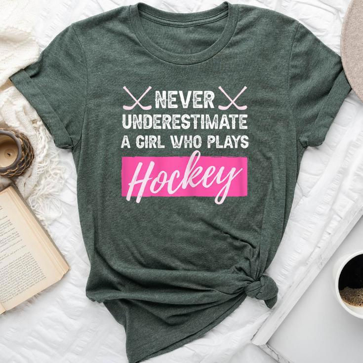 Girl Hockey Never Underestimate A Girl Who Plays Ice-Hockey Bella Canvas T-shirt