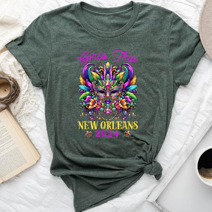 Girls Trip New Orleans 2024 Girl Mardi Gras Mask Beads Bella Canvas T-shirt