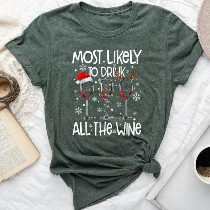 Glasses Of Wine Xmas Most Likely To Drink All The Wine Bella Canvas T-shirt