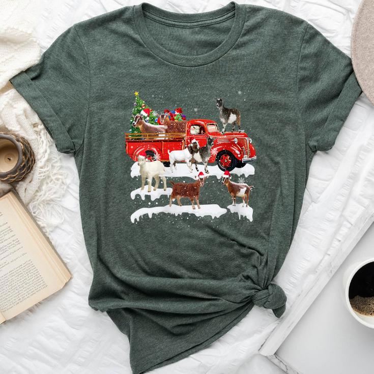 Goat Riding Red Truck Merry Christmas Farmer X-Mas Ugly Bella Canvas T-shirt